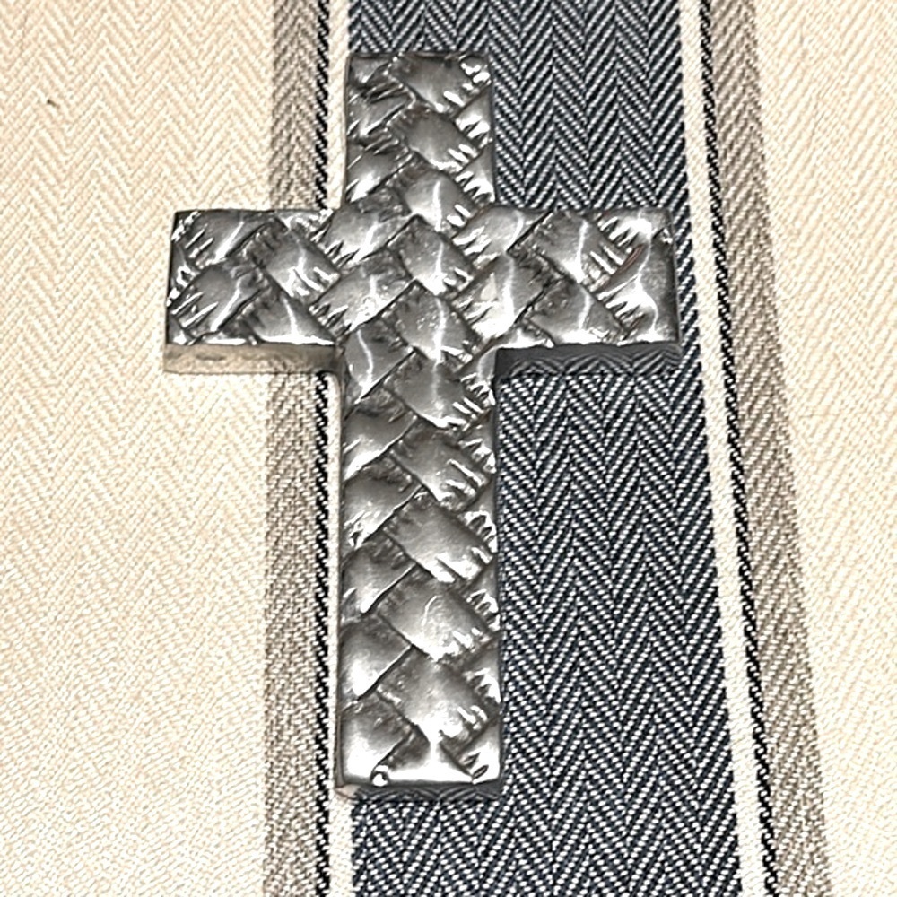 Vintage Handmade Mexican Pewter Hanging Cross